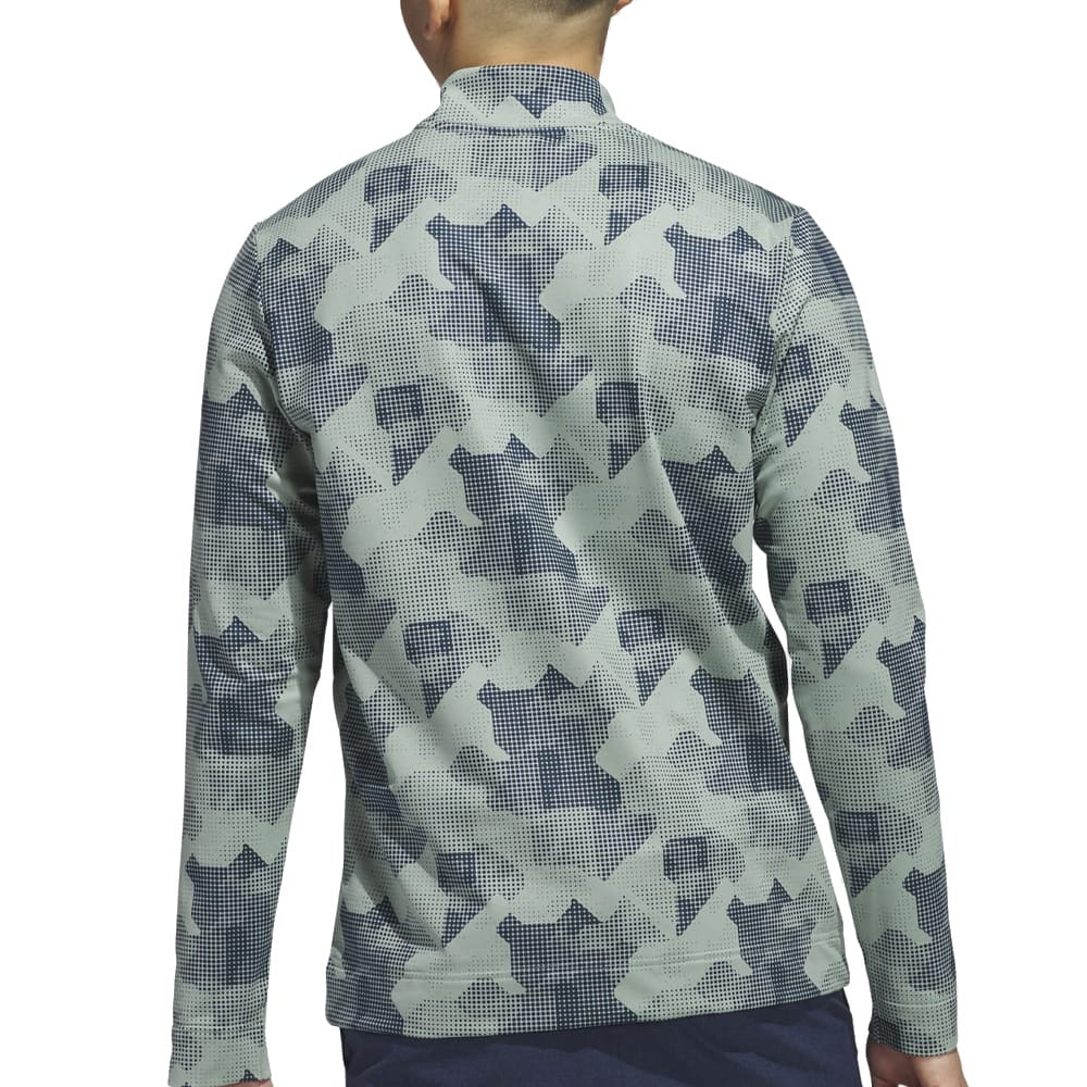 adidas Go-To Printed 1/4 Zip Pullover - Silver Green