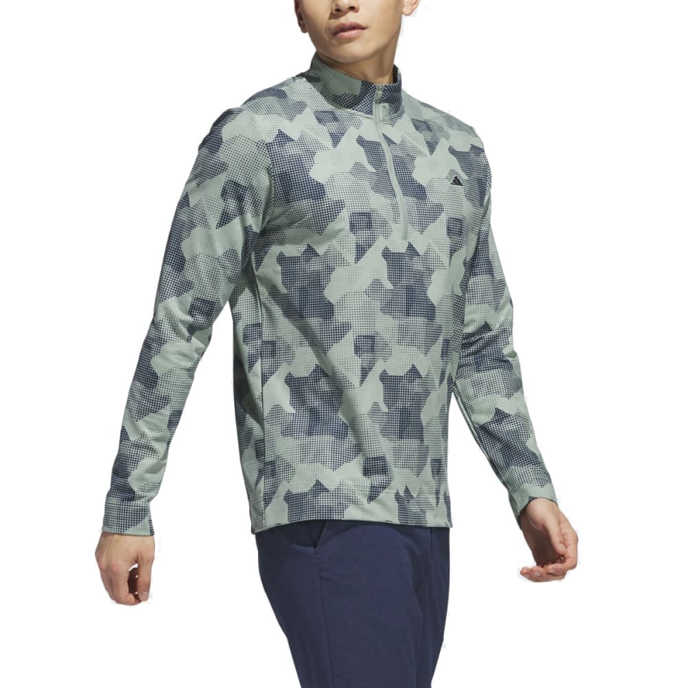 adidas Go-To Printed 1/4 Zip Pullover - Silver Green