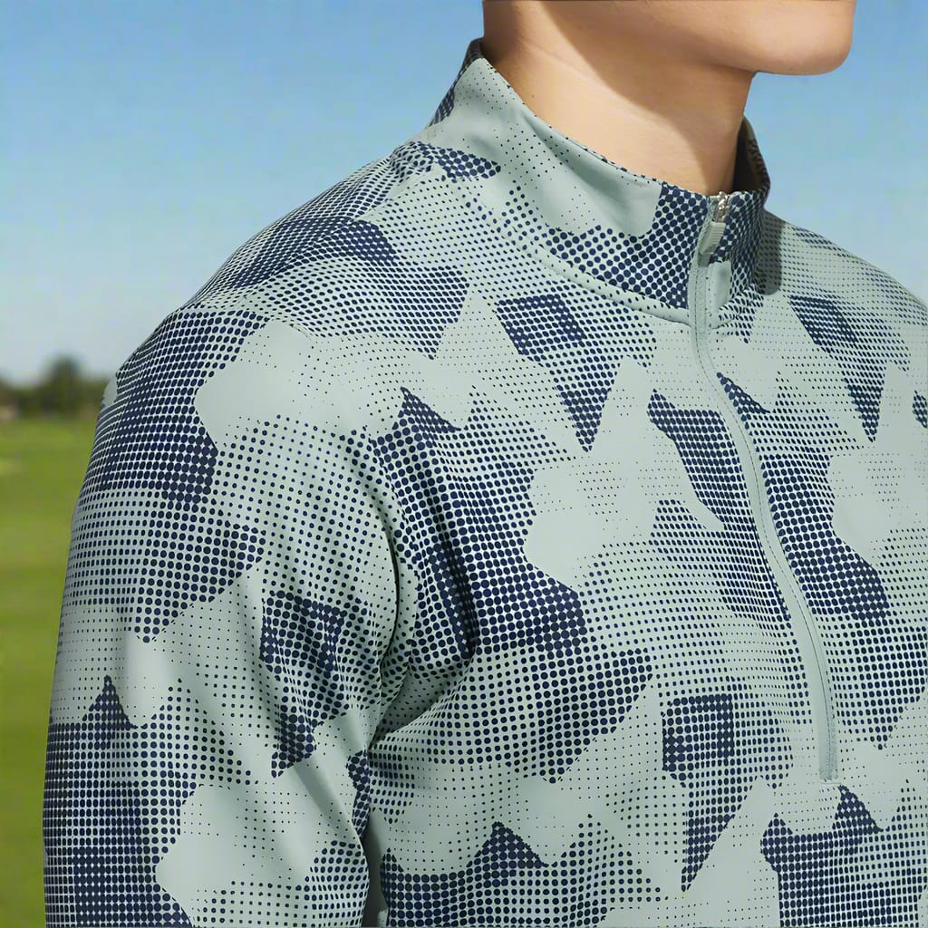 adidas Go-To Printed 1/4 Zip Pullover - Silver Green